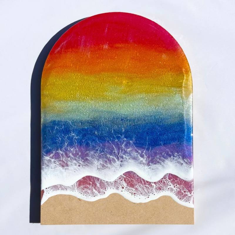 【#8 ocean panel art ～arch～】 ～289×208×12mm～ エポキシレジン作品 エポキシアート オーシャンアート 波アート 海アート