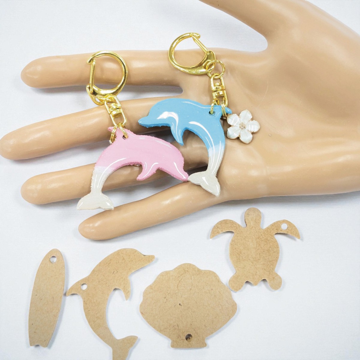 ” MDF ” アートボード mini ( 10枚セット) 3mm厚 木製 木材 MDF素材 チップ ミニ 小さな 切り抜き ホヌ カメ イルカ ドルフィン シェル 貝 サーフボード