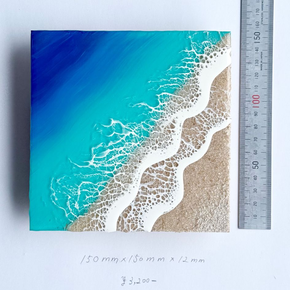 【#1 ocean panel art】 ～150×150×12mm～ エポキシレジン作品 エポキシアート オーシャンアート 波アート 海アート
