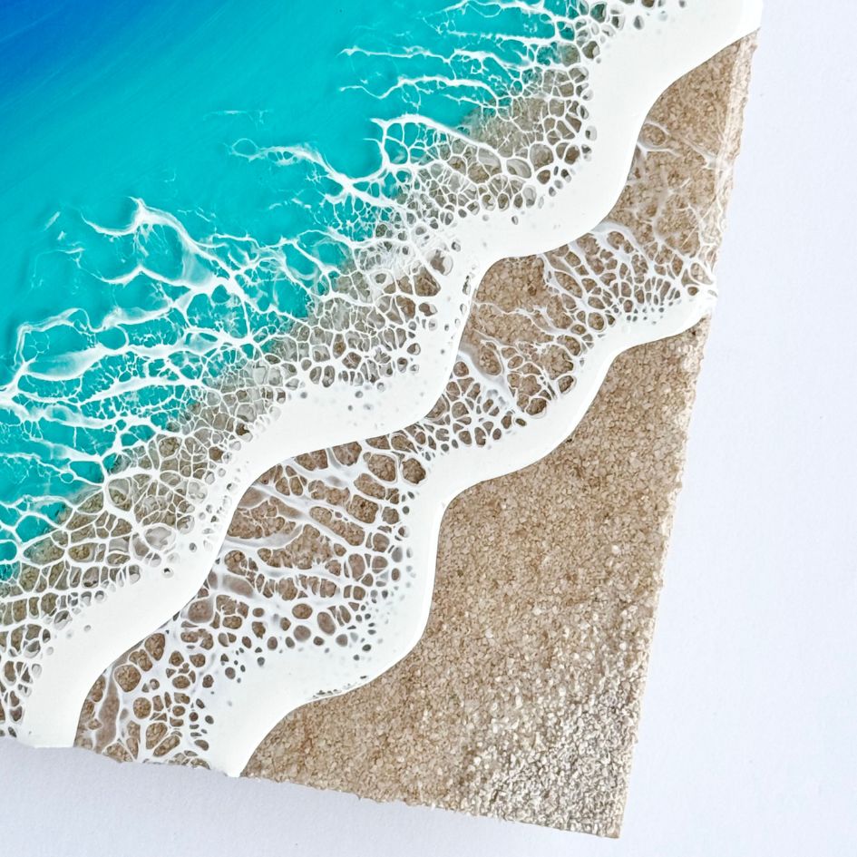 【#1 ocean panel art】 ～150×150×12mm～ エポキシレジン作品 エポキシアート オーシャンアート 波アート 海アート