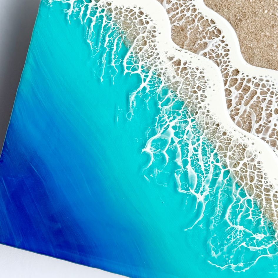 【#1 ocean panel art】 ～150×150×12mm～ エポキシレジン作品 エポキシアート オーシャンアート 波アート 海アート