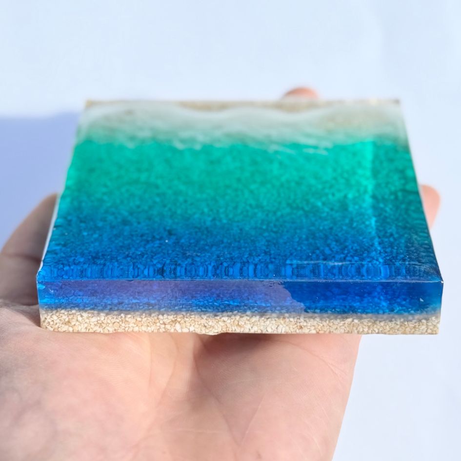【#2 ocean mold art】 ～100×100×20mm～ エポキシレジン作品 エポキシアート オーシャンアート 波アート 海アート