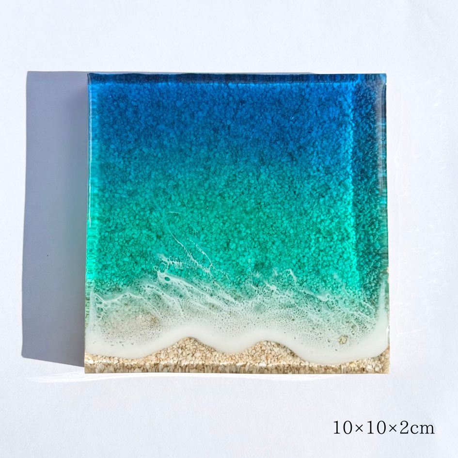 【#2 ocean mold art】 ～100×100×20mm～ エポキシレジン作品 エポキシアート オーシャンアート 波アート 海アート