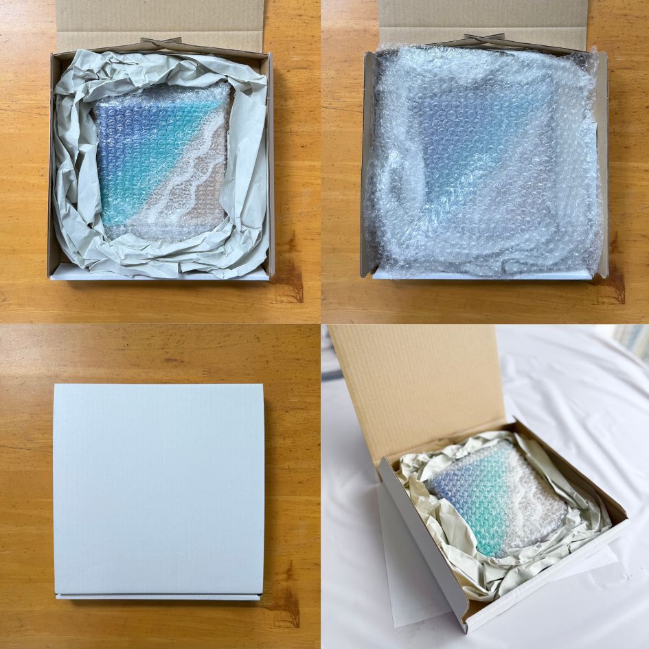 【#2 ocean mold art】 ～100×100×20mm～ エポキシレジン作品 エポキシアート オーシャンアート 波アート 海アート