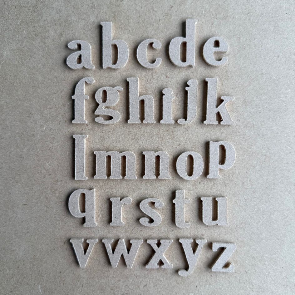 MDF アルファベット mini ( 小文字 ) 2.5mm厚 木製 小さな 木材 文字 チップ イニシャル アルファベットレター 英語 数字 記号 & # 切り抜き DIY 工芸用素材