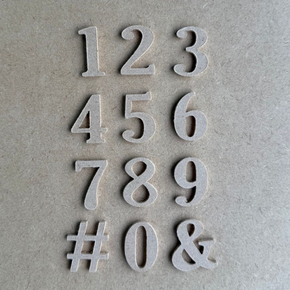 MDF アルファベット mini ( 数字 ) 2.5mm厚 木製 小さな 木材 文字 チップ イニシャル アルファベットレター 英語 ナンバー 記号 & # 切り抜き 工芸用素材