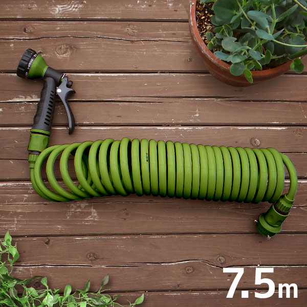 コイルホース 7.5m SCH-7.5OL (オリーブ) ｜ 散水用品・水やり器,散水