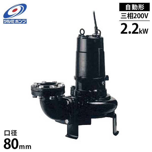 ツルミポンプ 汚水汚物用 水中ポンプ 80BA42.2 (自動型/三相200V/2.2kW