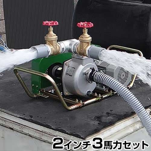 ミナト 2水路切り替え型 2インチ ベルト掛けポンプセット 《三相200V3 