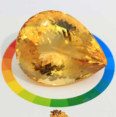 天然シトリン 115.16ct 【輝くオレンジイエロー】 大粒 中宝研