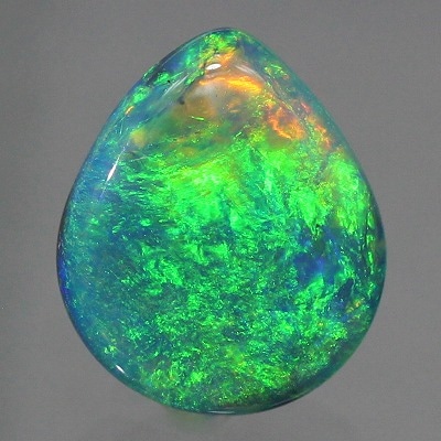 天然ブラックオパール 1.84ct【ネオングリーン美遊色】ペアシェイプ