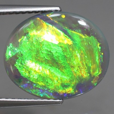 天然ブラックオパール 3.30ct【スーパーエレクトリックグリーン】強輝