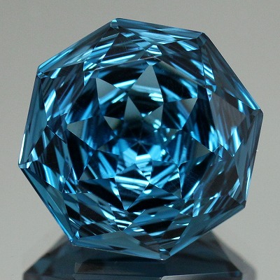 天然トパーズ 12mm 【カスタムローズカット】 ロンドンブルー　