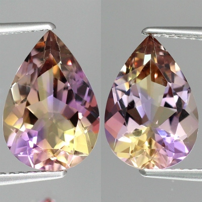 7.58ct/2p天然アメトリン【ペアシェイプカット】美ペア