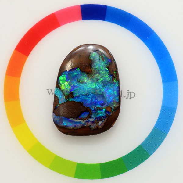 天然ボルダーオパール 18.52ct 【海底洞窟】 ブルーグリーン遊色