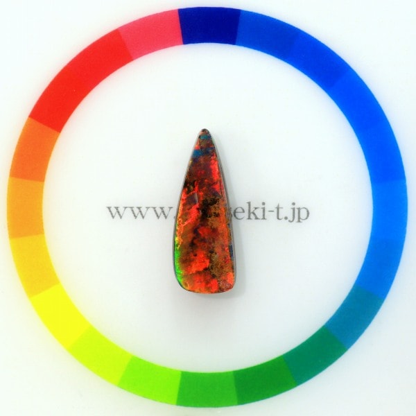 天然ボルダーオパール 5.74ct 【激列レッド美遊色】