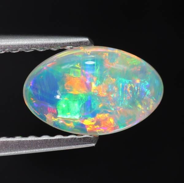 動画有極上マルチカラー遊色鑑定済良質オパール1.940Ctopal/指輪 天然オパール 0.79ct カラフル美遊色 ライトニングリッジクリスタル