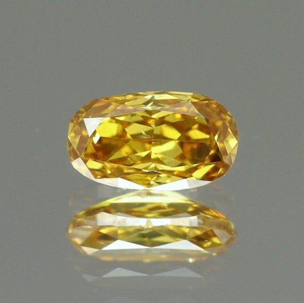 天然イエローダイヤモンド 0.106ct 【FANCY DEEP ORANGY YELLOW】中宝ソ付◇CM