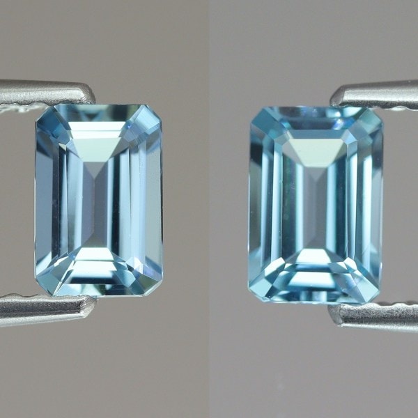 天然アクアマリン 0.94ct/2P 【アクアブルー】 オクタゴン ペア