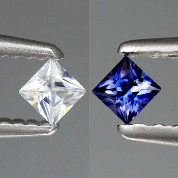天然ベニトアイト 0.12ct/2P 【プリンセスカット】 ペア