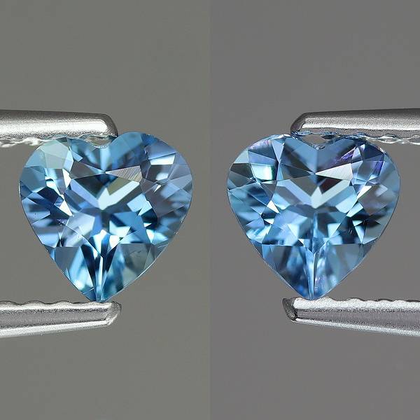 天然アクアマリン 0.73ct/2P 【サンタマリア】 ハート ペア