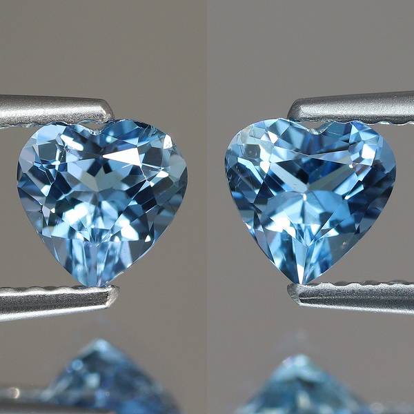 天然アクアマリン 0.83ct/2P 【サンタマリア】 ハート ペア