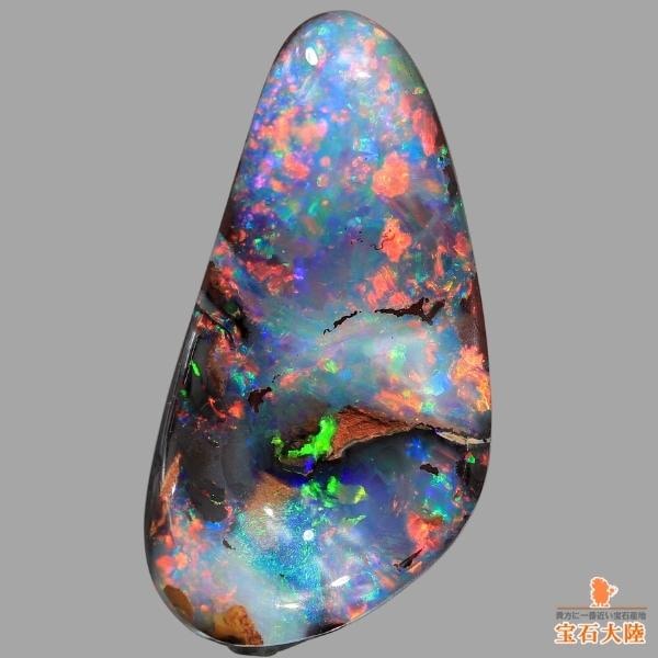 天然ボルダーオパール 6.35ct 【レッドマルチ遊色】
