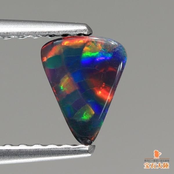 天然ブラックオパール 0.39ct 【ハーレクイン】 レアパターン