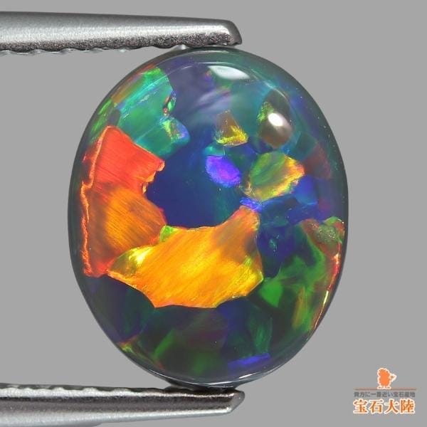 天然ブラックオパール 1.71ct 【パレットパターン】 強美遊色