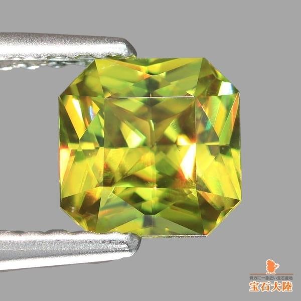 天然スフェーン 0.87ct 【煌めくイエロー】 オクタゴンカット