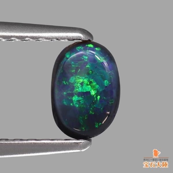 天然ブラックオパール 0.35ct【ブルーグリーン遊色】 ライトニグリッジ