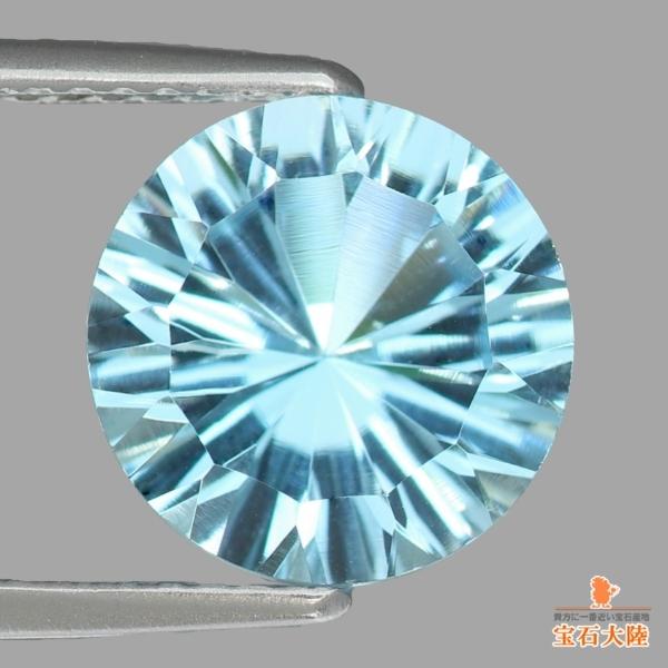 天然トパーズ 10mm 【スカイブルー】 ラウンドコンケーブカット