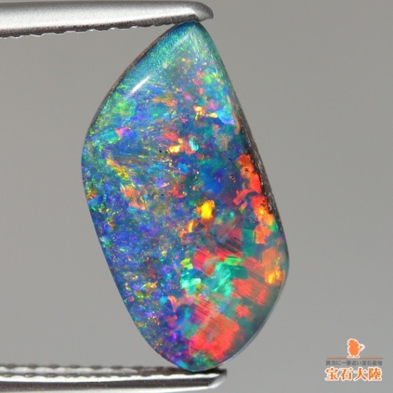 天然ボルダーオパール 2.85ct 【フルフェイス美遊色】グリーン・レッド