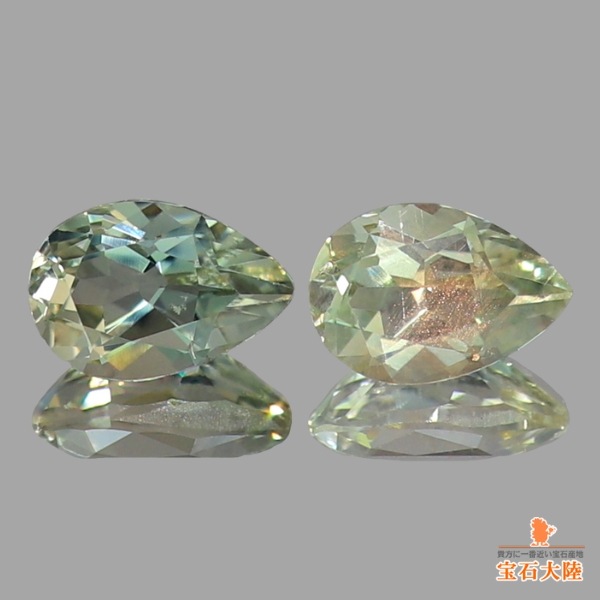 天然オレゴンサンストーン 0.81ct/2P 【ラブラドライト】 ペア グリーン