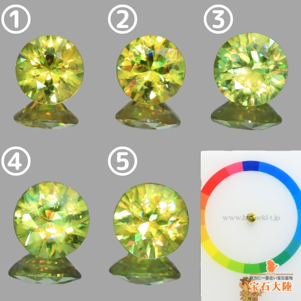 ラウンドカットのイエローファイアスフェーン宝石。「GIL 認定