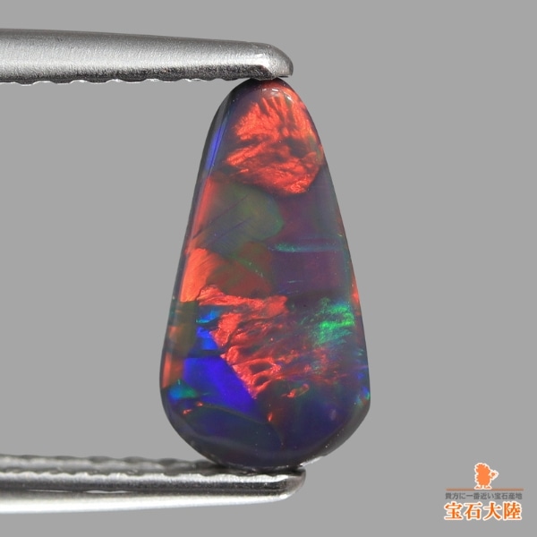 天然ブラックオパール 0.71ct 【レッドマルチ遊色】