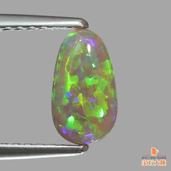 天然ブラックオパール 0.67ct 【ジグソー系グリーン遊色】