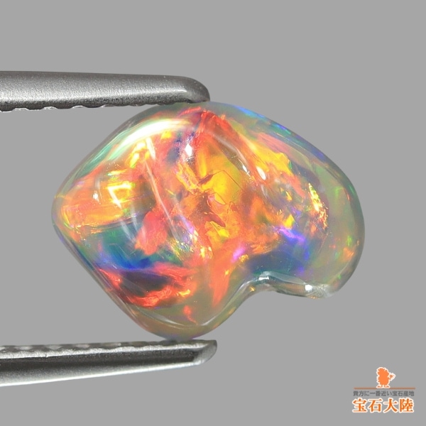 天然ブラックオパール 1.33ct 【オレンジレッド&マルチ美遊色】 独創的 日独鑑別付