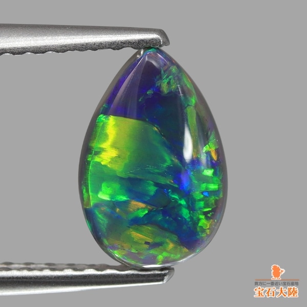 天然ブラックオパール 0.77ct 【グリーン】　大きく動く遊色