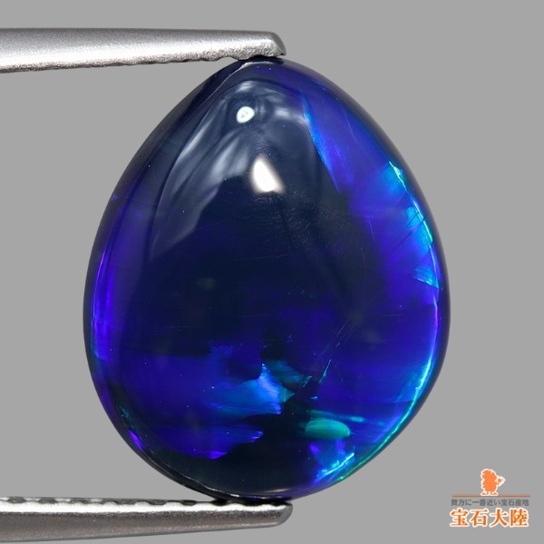 天然ブラックオパール 2.96ct 【魅惑のディープブルー】 黒生地