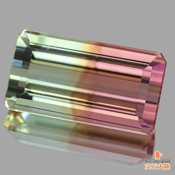 レインボー療法 トルマリンステック2本 タンザニア産カラーチェンジクロムトルマリン 13.194ctルース 中宝鑑