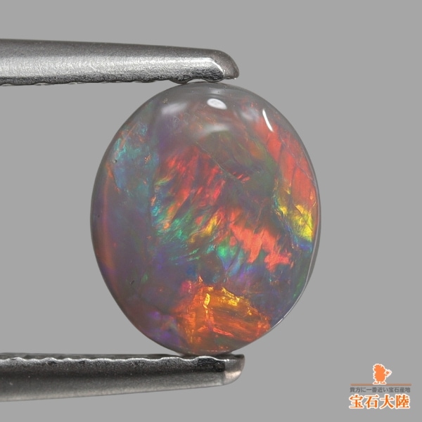 天然ブラックオパール 0.59ct 【オレンジレッド遊色】