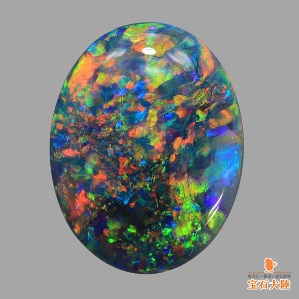 天然ブラックオパール 2.29ct 【美彩カラーパターン】 赤斑 日独鑑別付