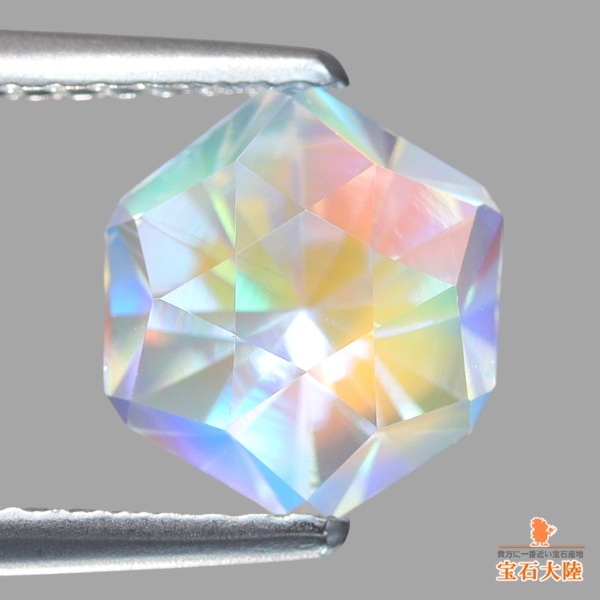 天然アンデシンラブラドライト 2.18ct 【レインボー】 ヘキサゴンカット