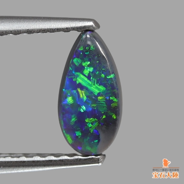 ￥100～ネオングリーンの遊色綺麗!ブラックオパール0.90　D0.33pt900　4.5グラムリング 天然ブラックオパール 0.91ct ローリンググリーン遊色 ネオン