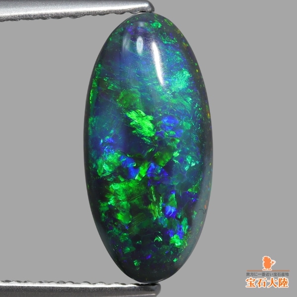 天然ブラックオパール 2.69ct 【濃厚グリーン美遊色】ライトニングリッジ