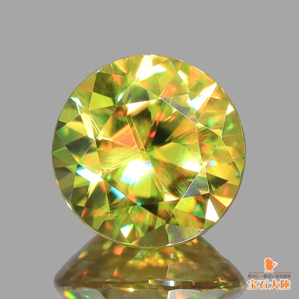 【天然スフェーン】4mm 天然スフェーン 0.84ct 【煌めくイエロー】 マダガスカル
