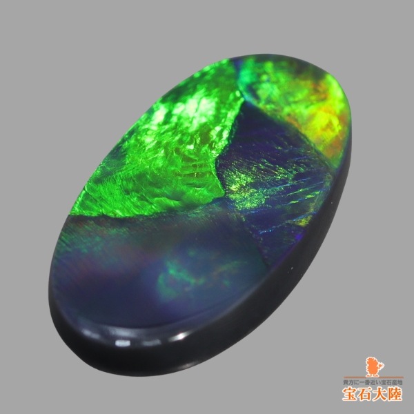 ￥100～ネオングリーンの遊色綺麗!ブラックオパール0.90　D0.33pt900　4.5グラムリング 天然ブラックオパール 0.91ct ローリンググリーン遊色 ネオン