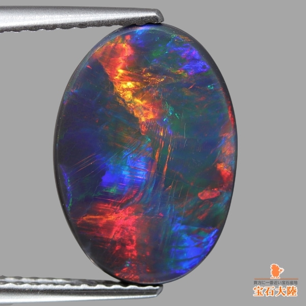 天然ブラックオパール 2.06ct 【レッドマルチ美遊色】ライトニングリッジ