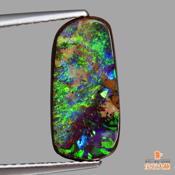 天然ボルダーオパール 2.74ct 【メタリックグリーン遊色】オーストラリア